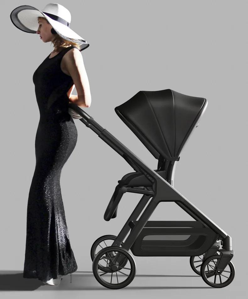Poussette bébé haute vue peut s'asseoir ou s'allonger, légère et pliable, poussette bidirectionnelle