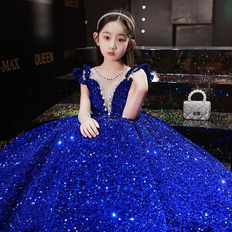 Robe de Princesse Longue à Paillettes pour Fille, Tenue de Bal Élégante, Cadeau d'Anniversaire, Mari