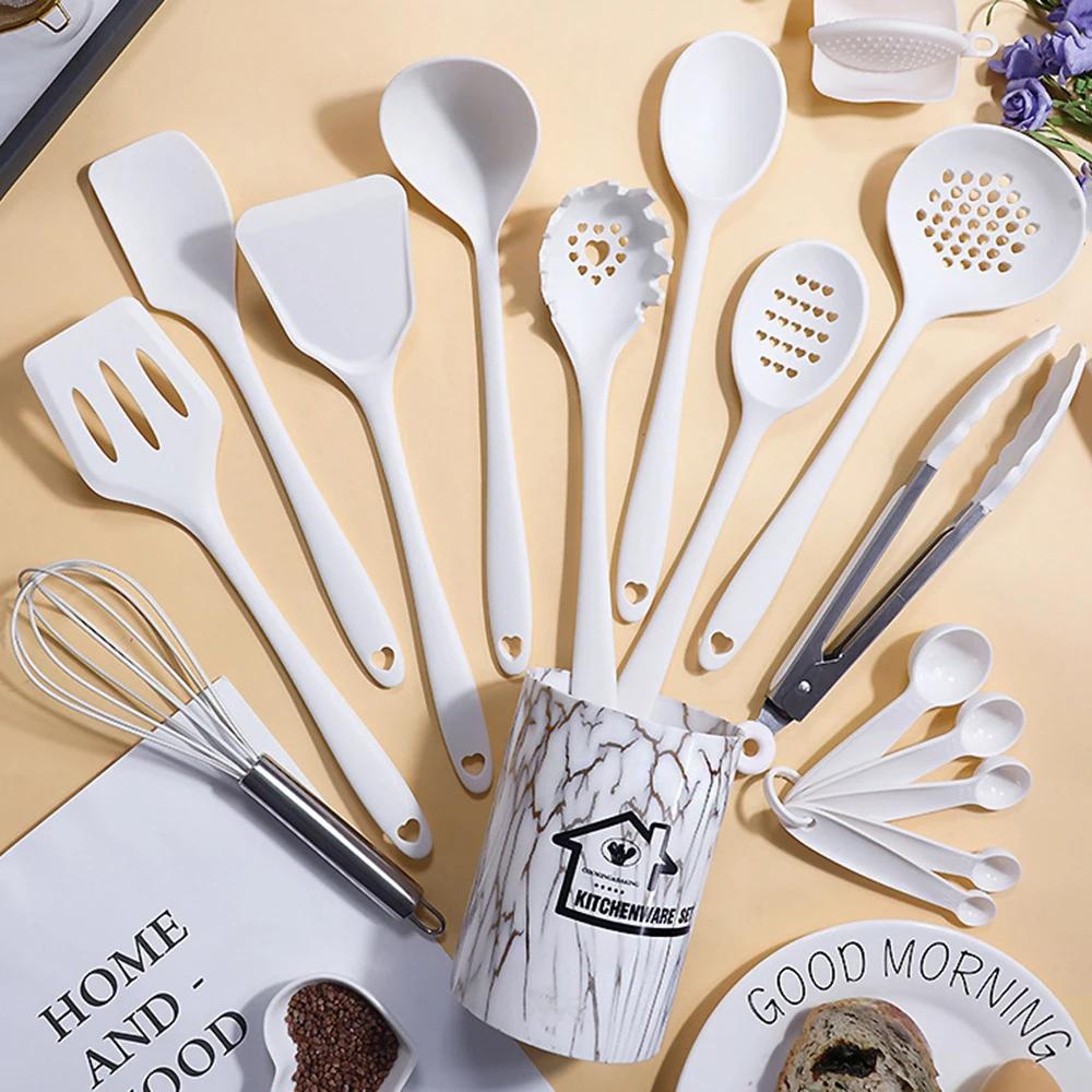 Ustensiles de cuisine en Silicone de qualité alimentaire, rose, 18 pièces, ustensiles, tourneur, spa