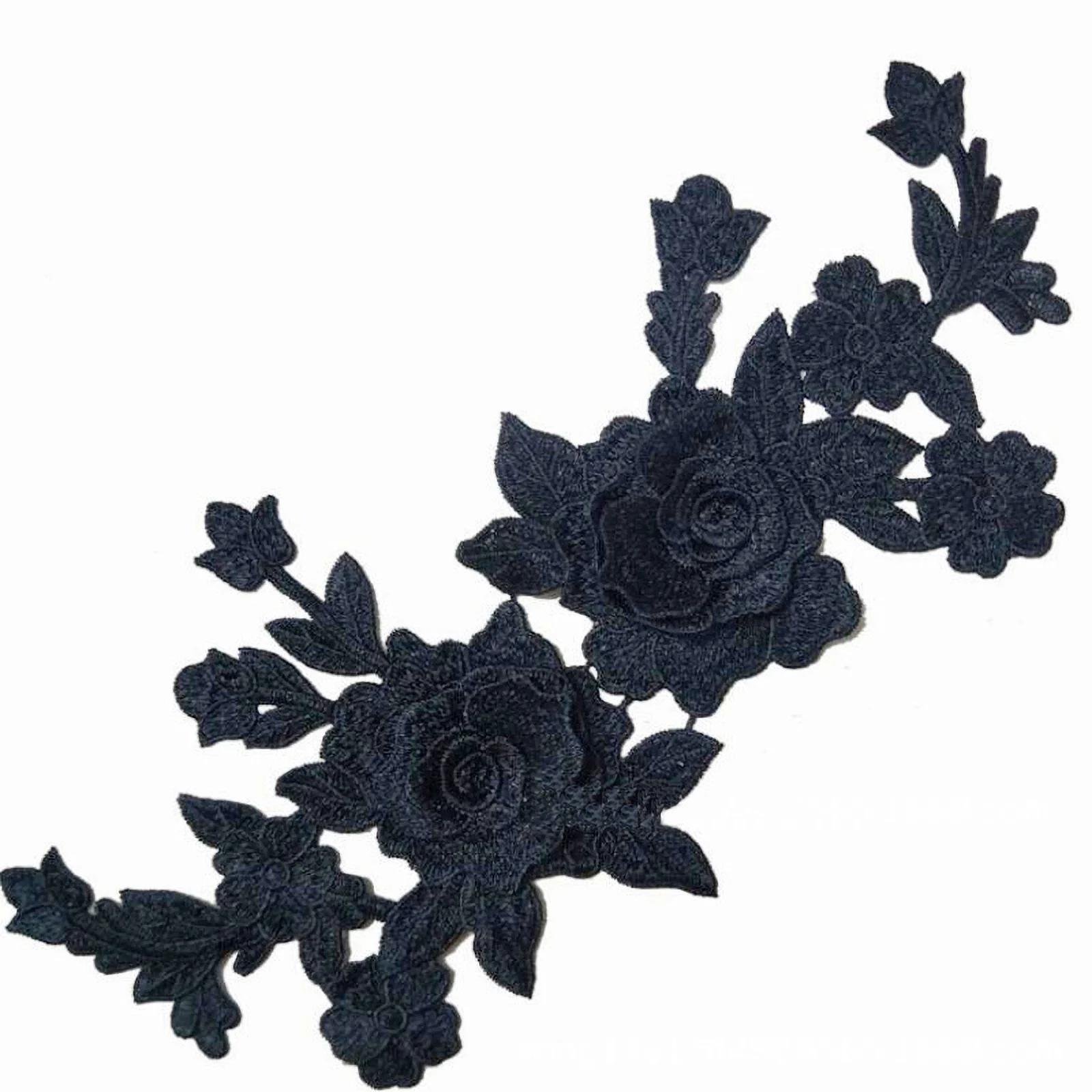 Patch brodé de fleurs de roses à coudre, 2 pièces, pour robe, chapeau, sac, jean, appliques, artisan