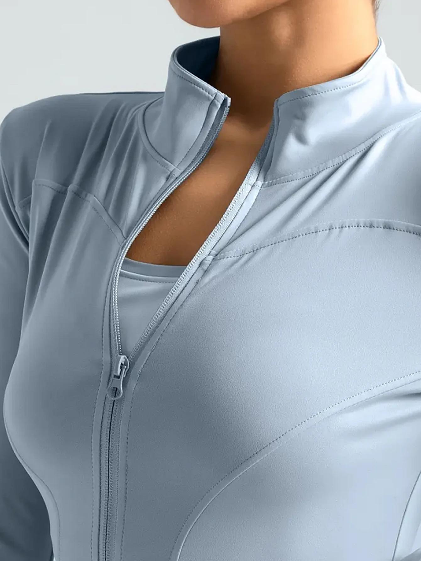 Vêtements de fitness à manches longues pour femmes, veste de sport amincissante à col montant pour c