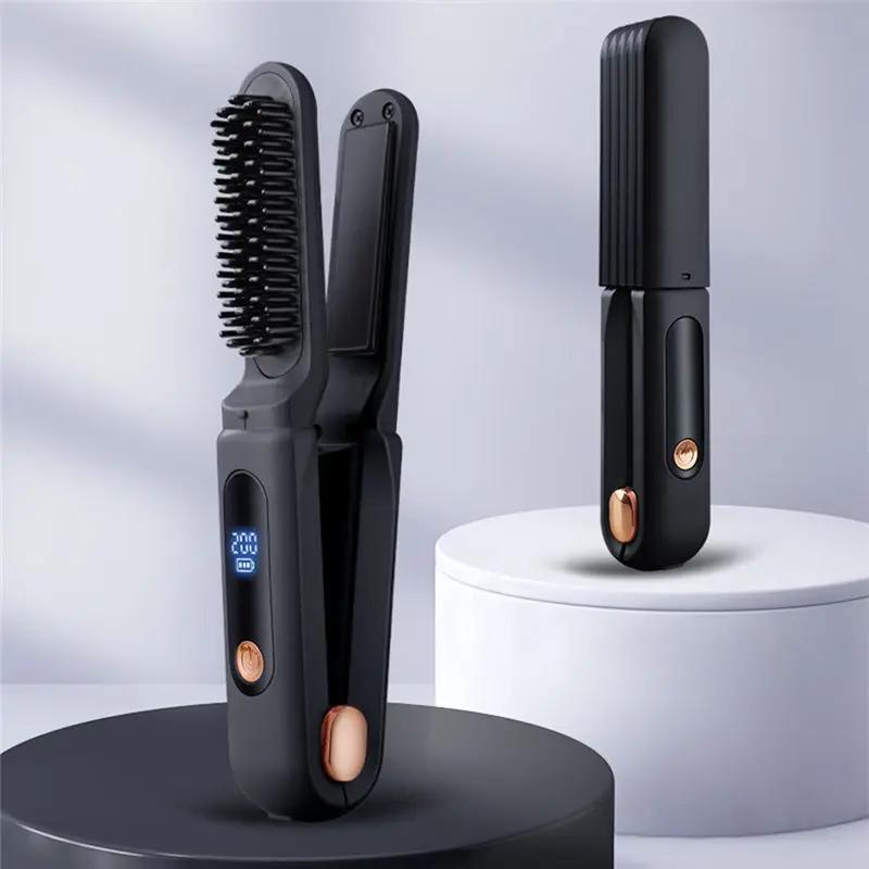 [NOUVEAU!ABMK】 Peigne lissant numérique 2 en 1, fer à lisser pour cheveux réglable en 3 températures