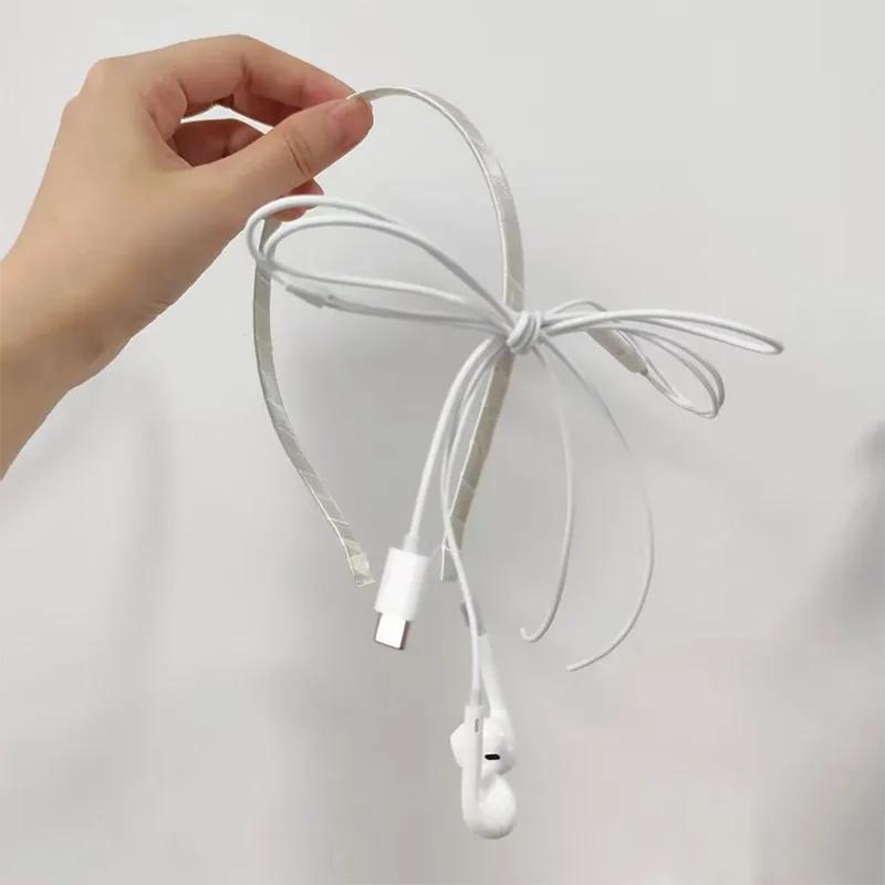    Barrettes à cheveux en fil de casque de mode coréenne - Harajuku mignonnes esthétiques recyclées