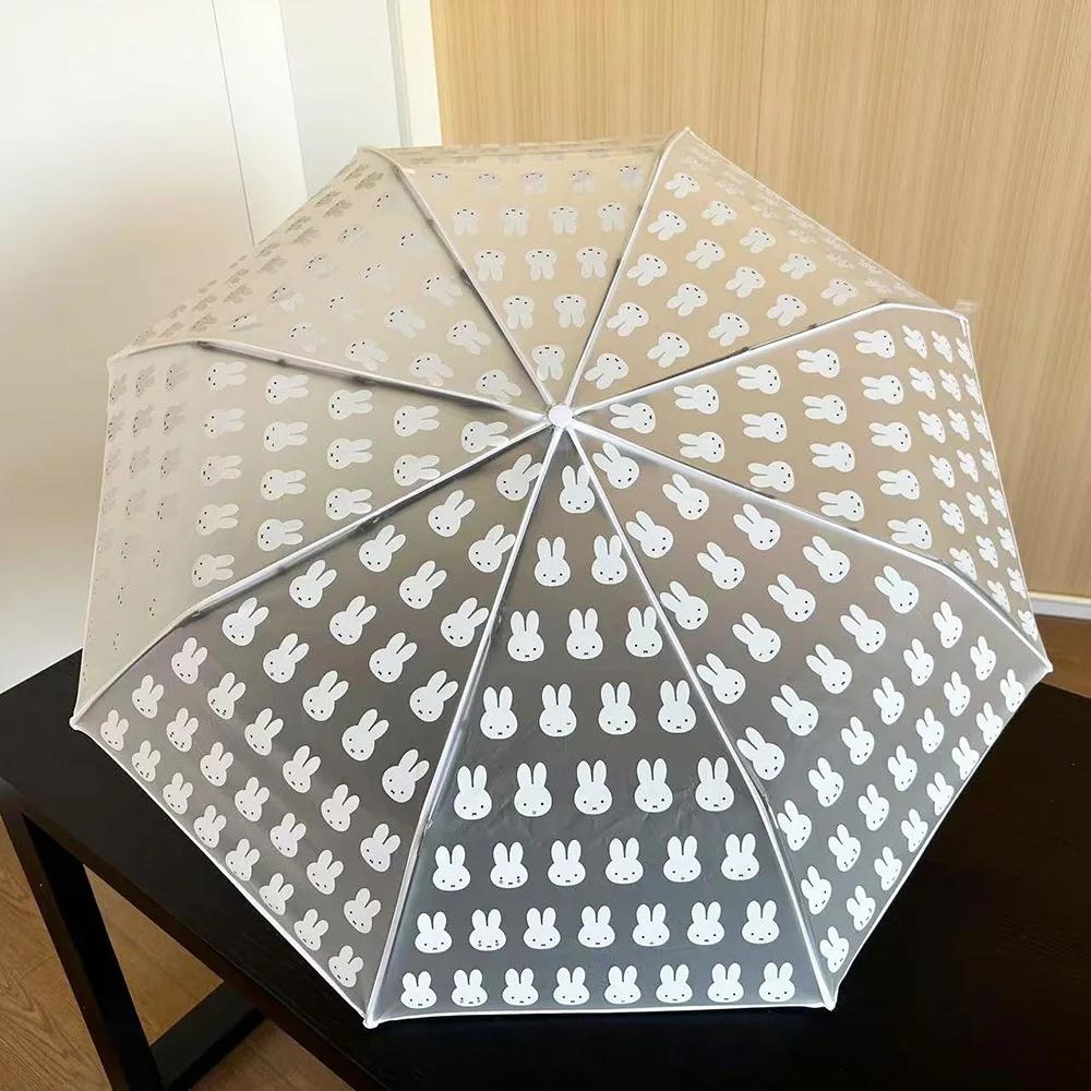Parapluie Transparent givré Miffy Kawaii, joli parapluie pliable pour étudiants, entièrement automat