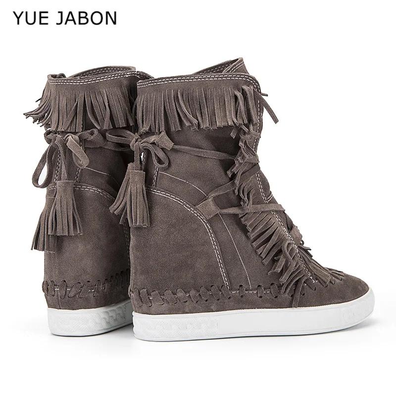 Bottes de rinçage en daim pour femmes, cuir véritable, haut, pompon, dames, recommande d'augmenter l