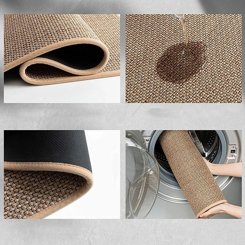 Tapis de cuisine antidérapant lavable, tapis de course en Faux Sisal, tapis de cuisine en Faux tissu