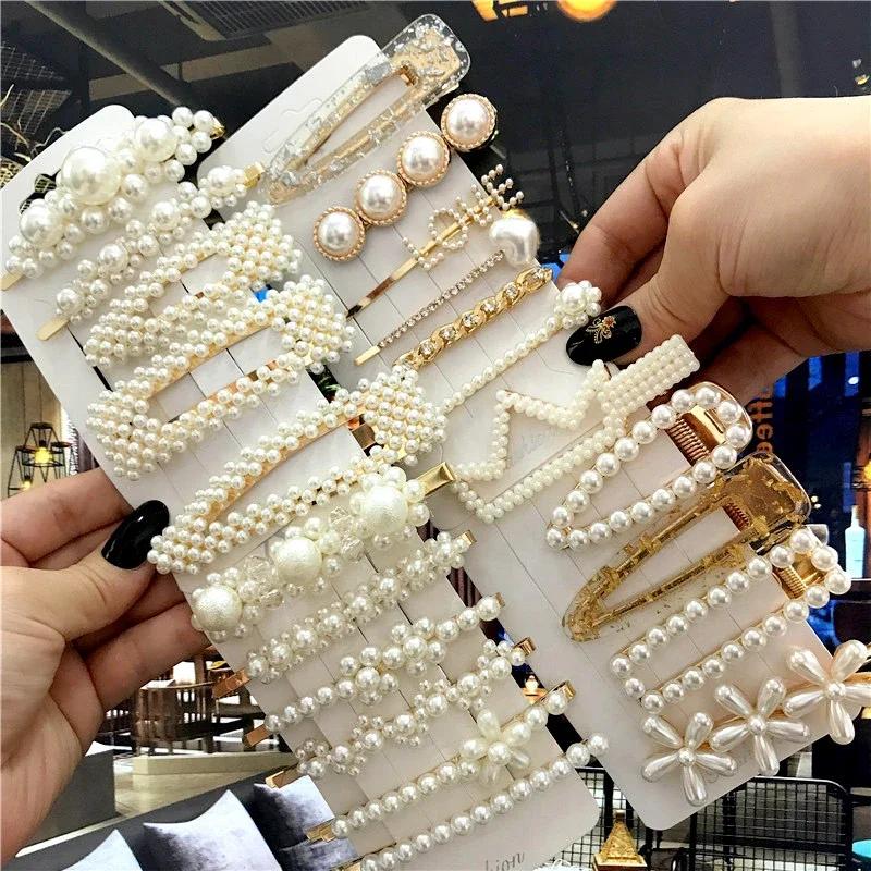 1 ensemble de pinces à cheveux en perles faites à la main pour femmes, Barrettes à fleurs géométriqu