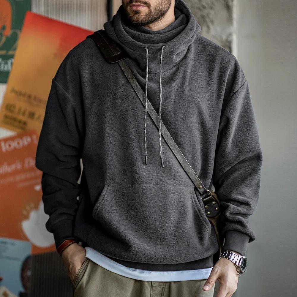 Maden Sweat-shirt à capuche en polaire décontracté, couleur unie, coupe-vent, avec masque facial, ha