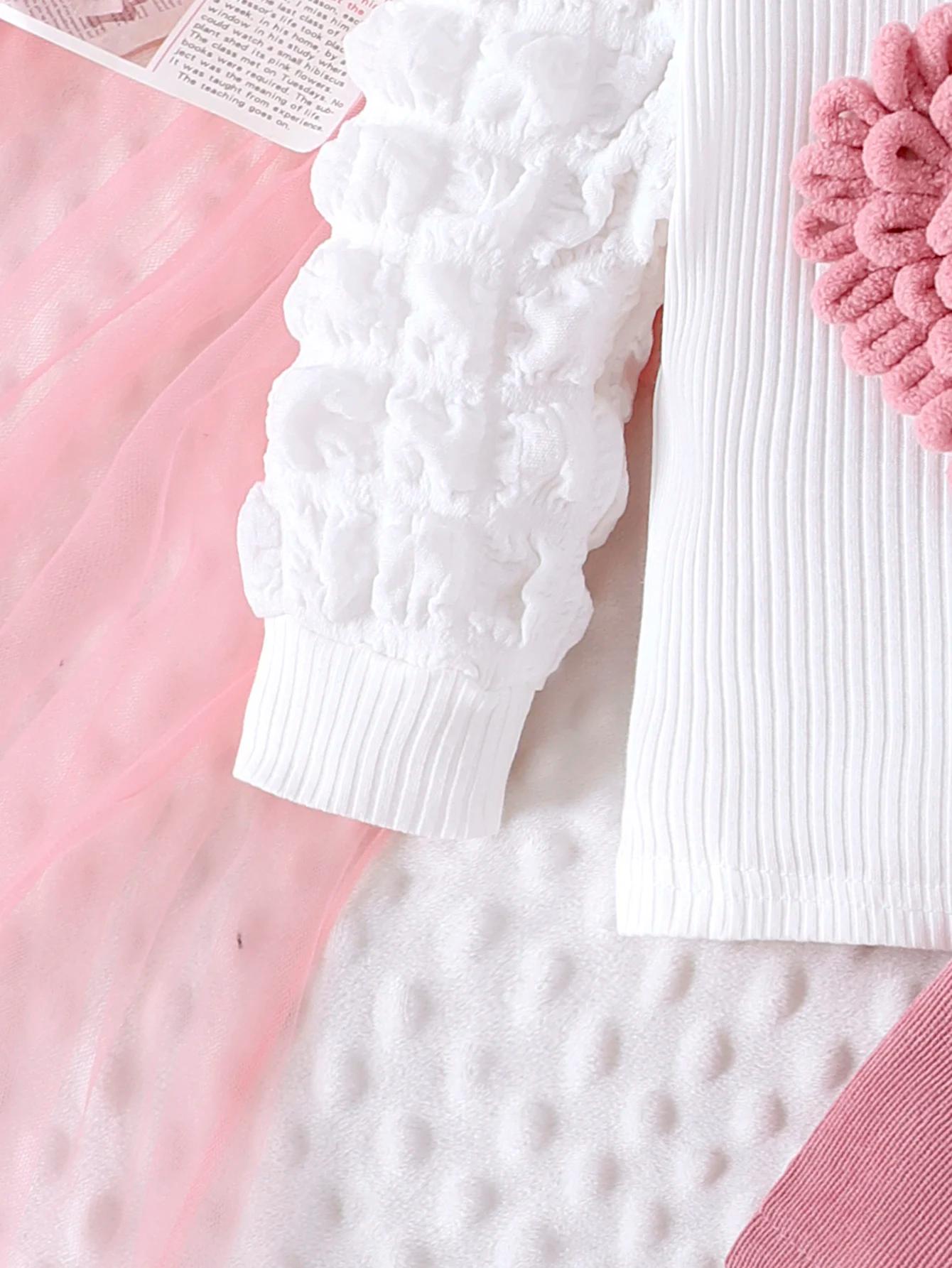 Ensemble 2 pièces d'hiver pour filles de 0 à 3 ans, manches à bulles confortables, douces et mignonn