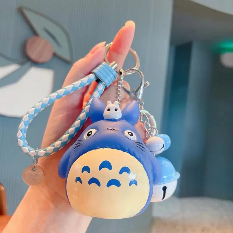 Totoro porte-clés dessin animé chat mignon Totoro poupée Figure bracelet en cuir porte-clés sac voit