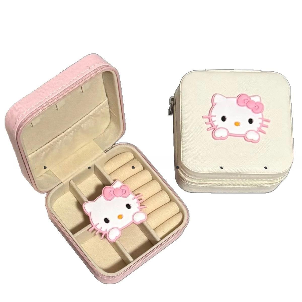 Boîte à bijoux chat rose, boucles d'oreilles, anneau Portable, boîte de rangement mignonne, Mini ran
