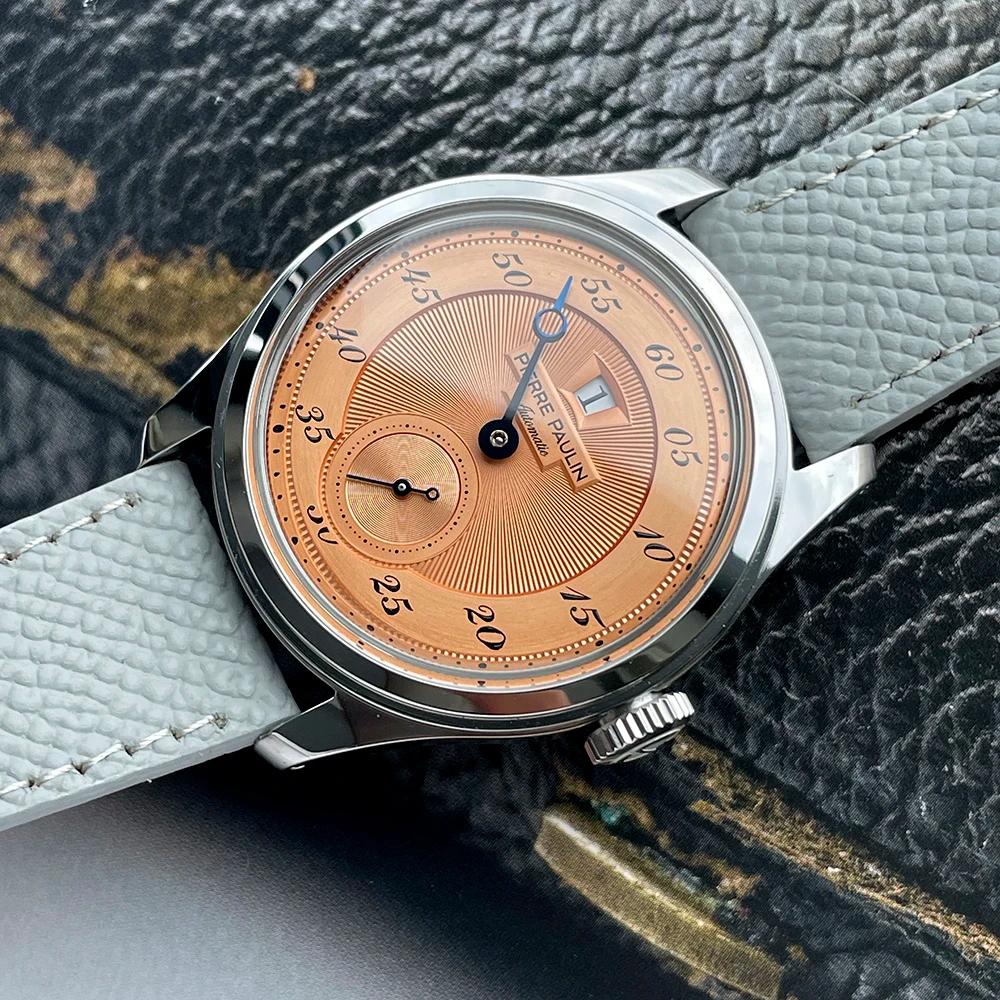 Spot marchandises nouveau Pierre Paulin Jumping Hour hommes montre saumon cadran automatique St17 mo