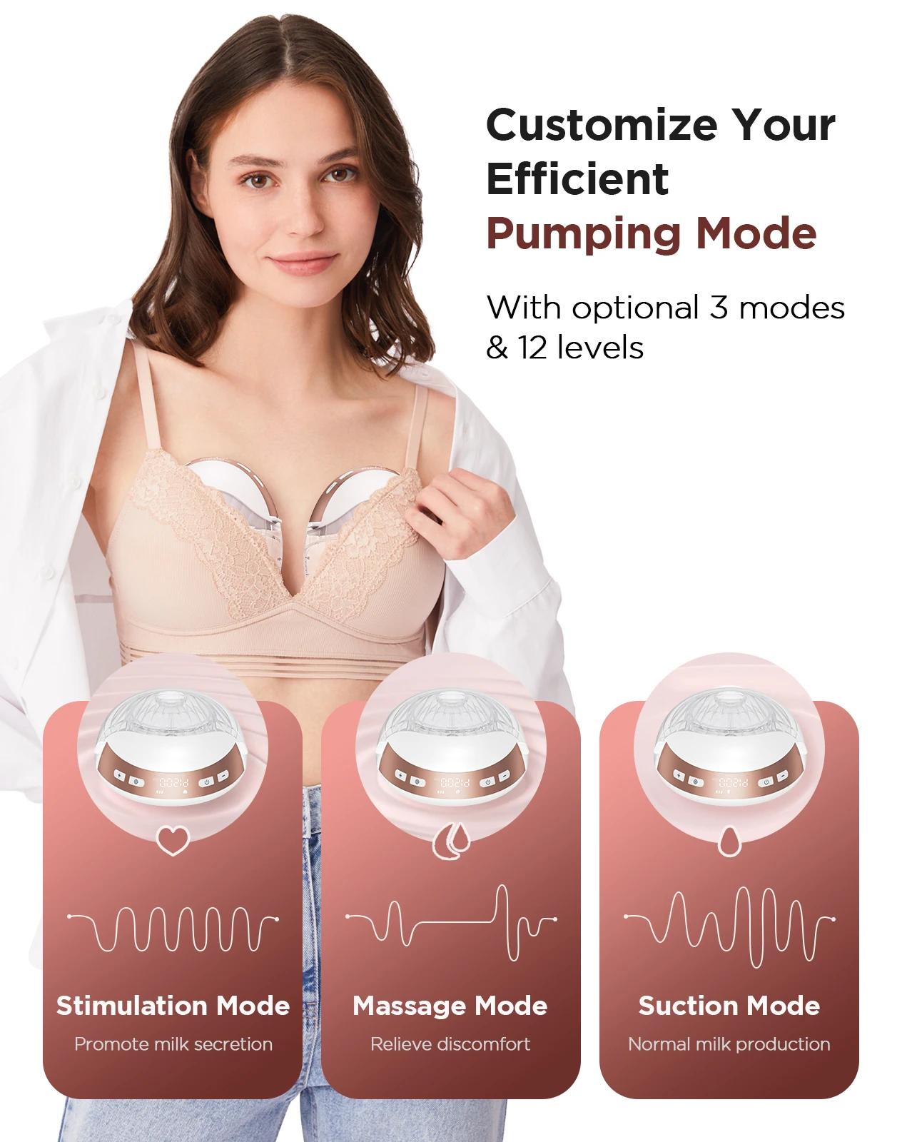 Tire-lait mains libres 3 modes et 12 niveaux tire-lait électrique, collecteur de lait indolore et sa