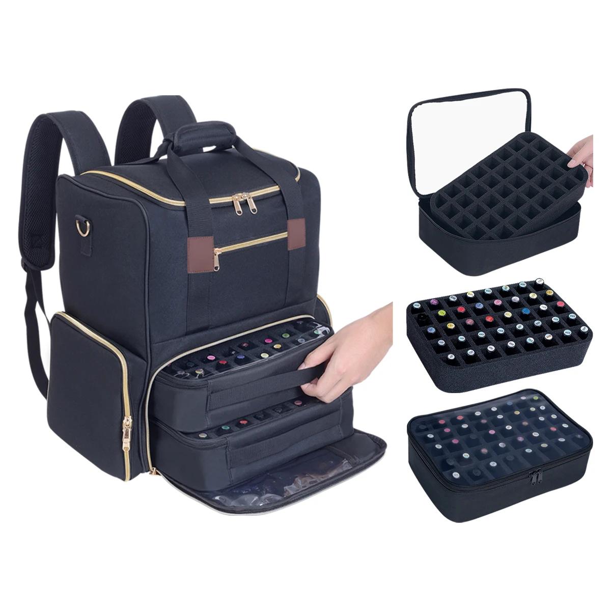UOZL – sac à dos organisateur de vernis à ongles, contient 80 bouteilles et une lampe à ongles, four