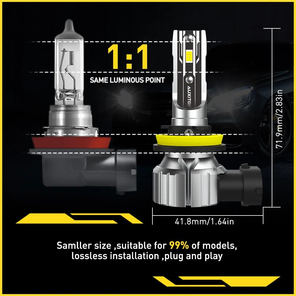 AUXITO 2 pièces H11 ampoule LED en PTF H8 antibrouillard ampoule à faisceau bas phare 50W haute puis