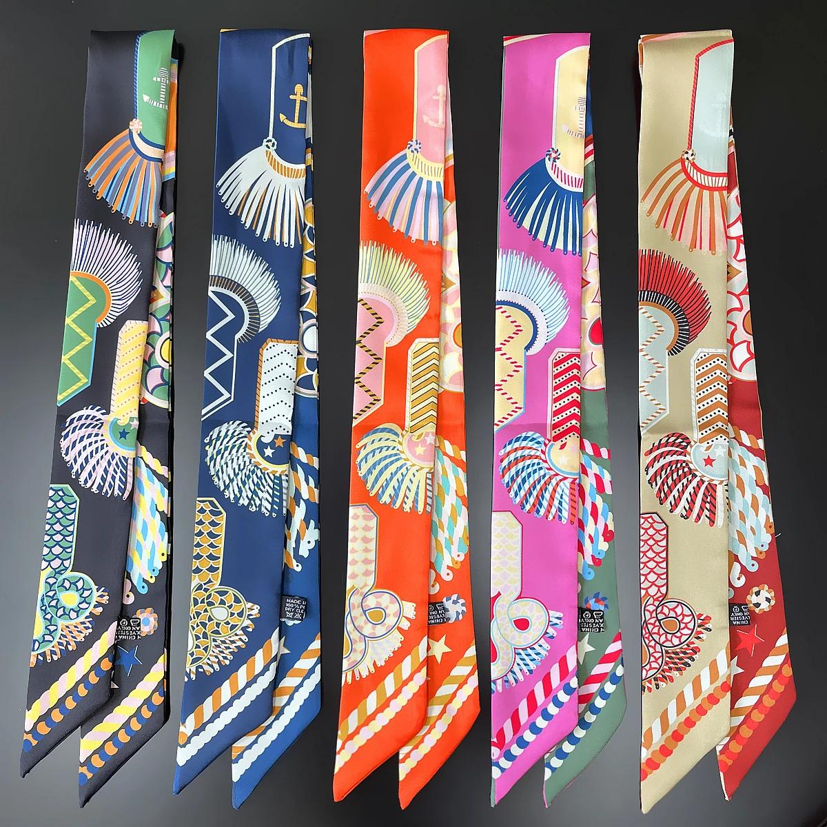Marque Design sergé 100% Foulard en soie de luxe mode écharpe femmes Foulard maigre sac foulards nou