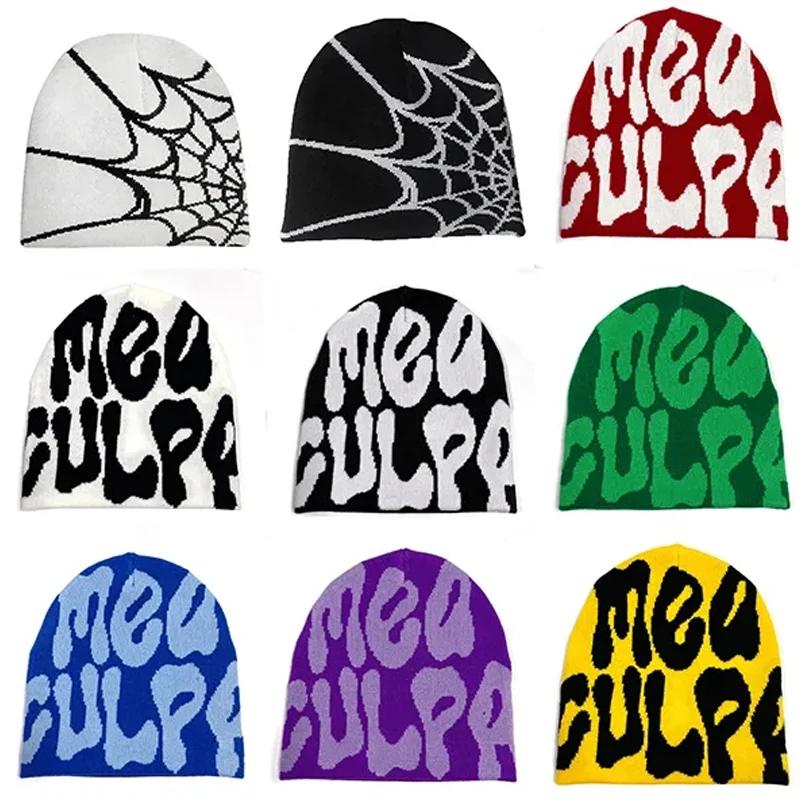 Mea Culpa tricot bonnets chapeau pour femmes hommes Couple Y2K quel est à la mode Bonnet Kpop laine 