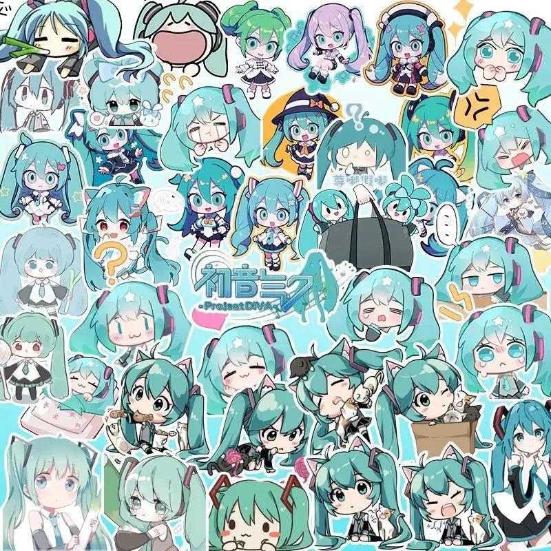 100 pièces Kawaii HatsuneMiku autocollants mignon dessin animé décalcomanies journal papeterie coque