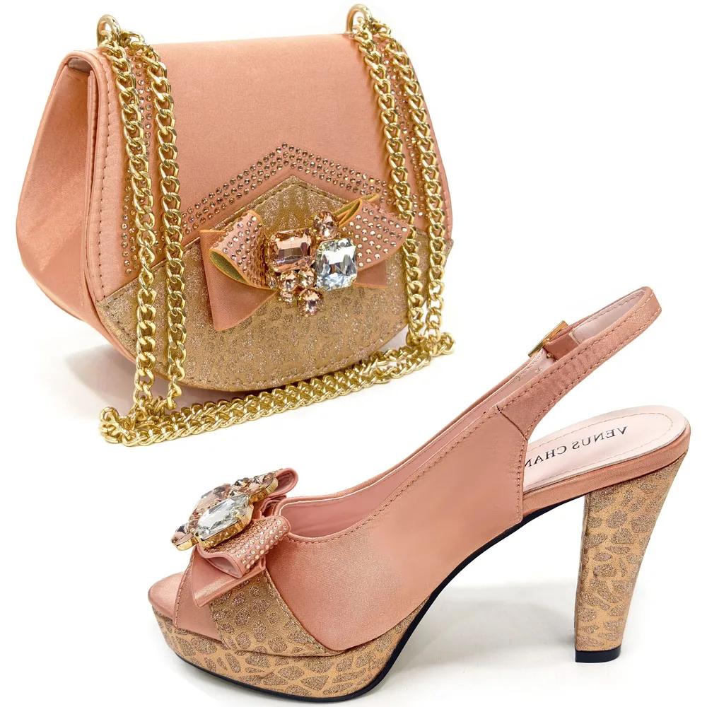 Doershow-Chaussures Italiennes Roses Avec Sac, Ensemble De Chaussures Et Sacs De Haute Qualité, Pour