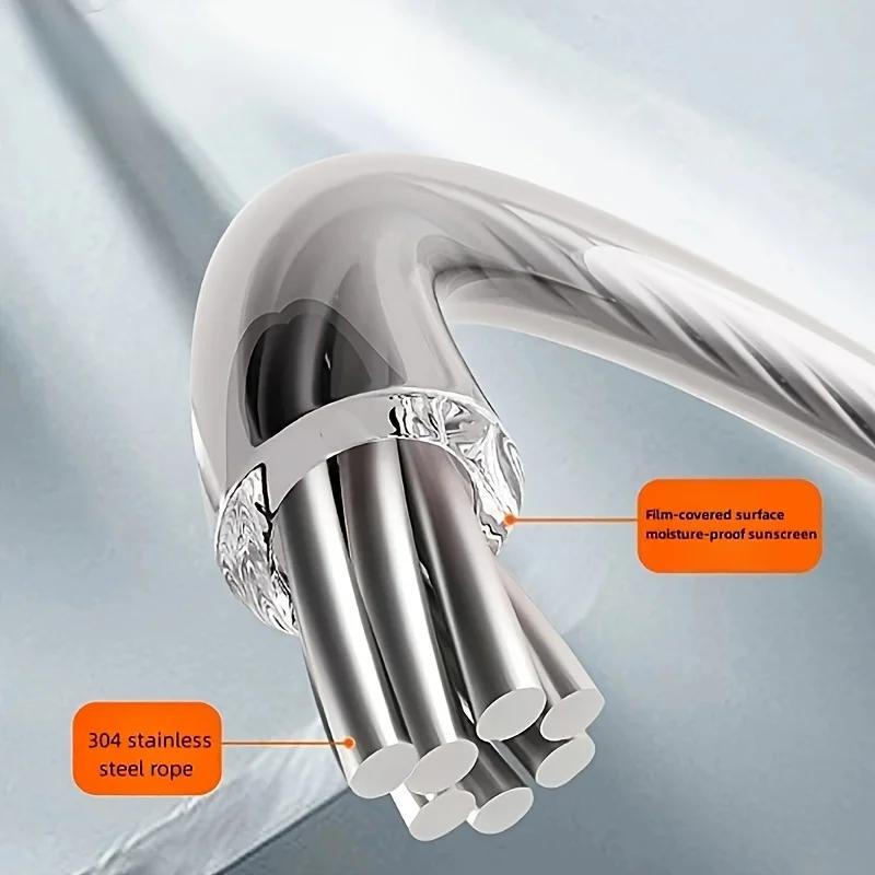 Corde à linge en acier inoxydable 304, corde à linge rétractable de 5.1 mètres, corde de séchage Inv
