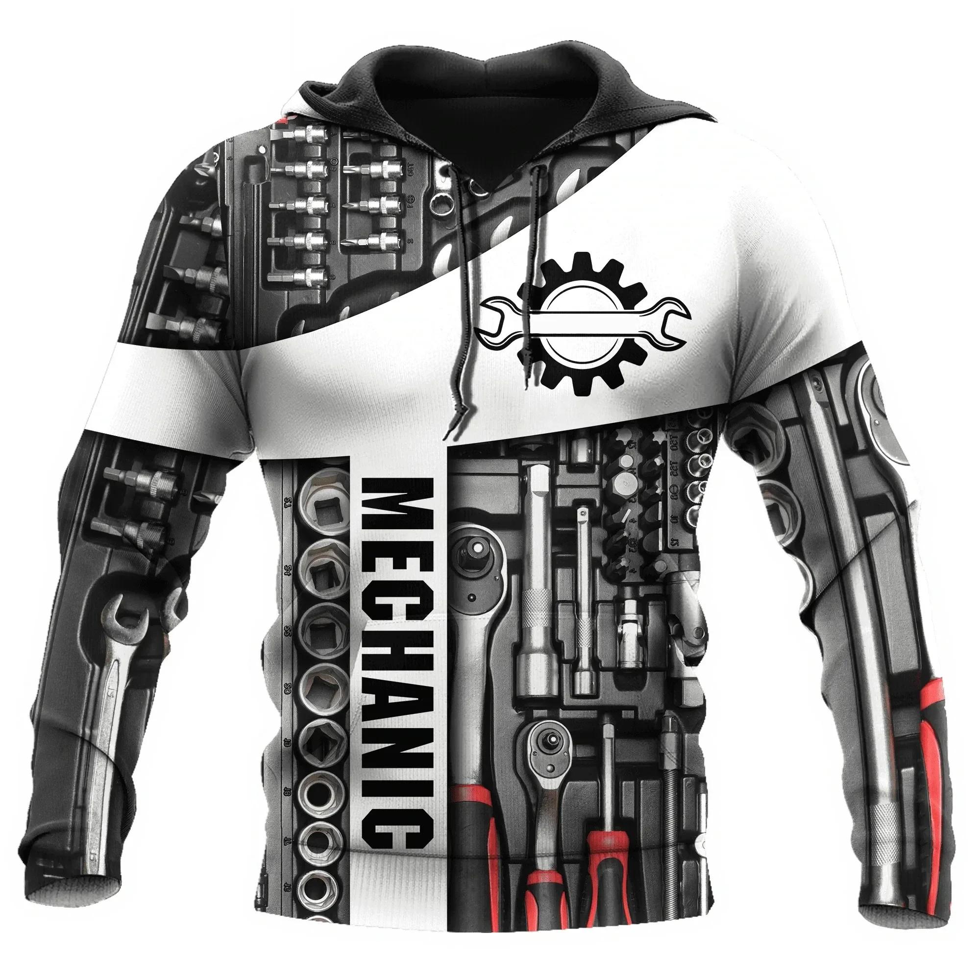 Sweat à capuche pour hommes T-Shirt Vintage automne vêtements mécanicien impression 3d hauts mode ru