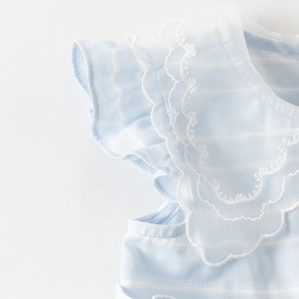 Robes en pur coton pour filles Dave Bella, vêtements d'été pour enfants, robe élégante bleue pour en