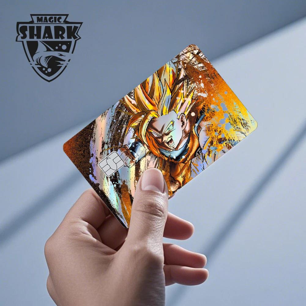 Magic Shark Goku végéta Cool brillant holographique Laser carte de crédit débito autocollant Film co