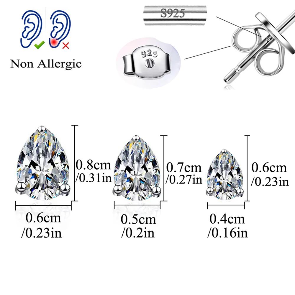 QooLady S925 argent Sterling brillant cubique zircone goutte d'eau boucles d'oreilles pour les femme
