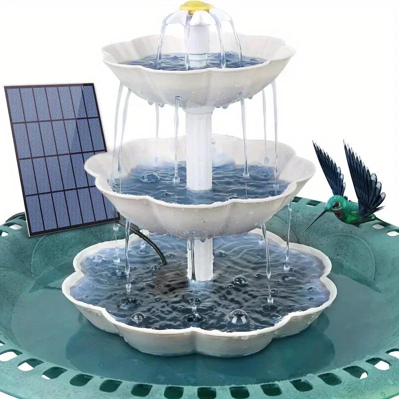 Fontaine d'eau solaire de bain d'oiseaux, fontaine d'aménagement paysager d'eau détachable pour déco