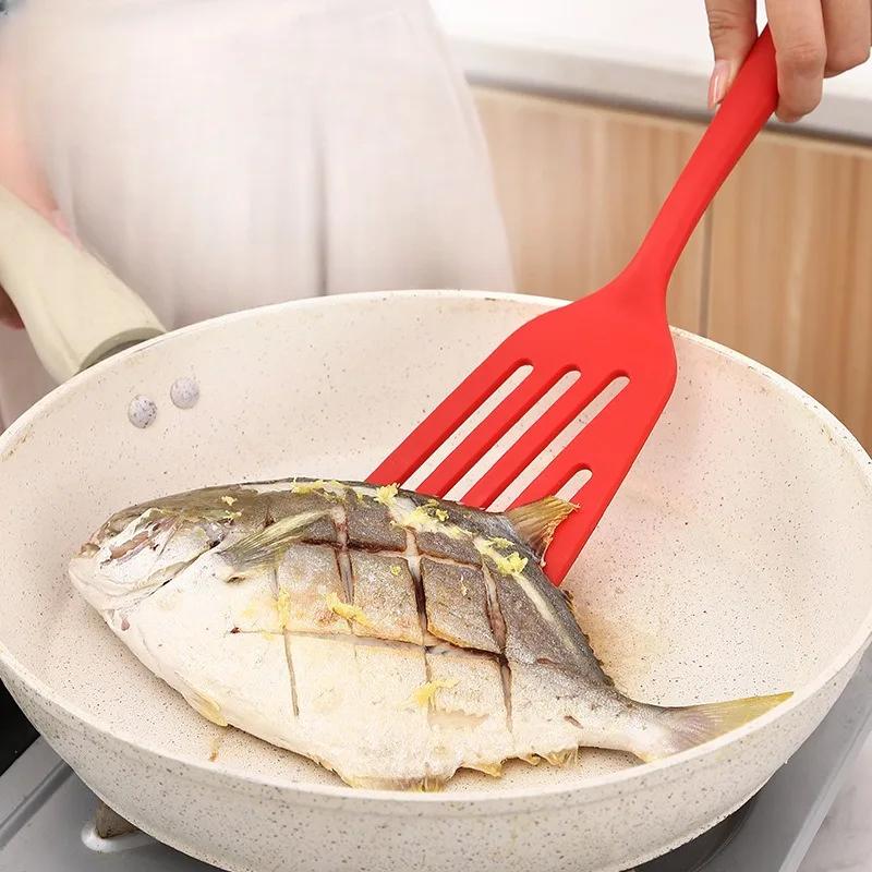 Ustensiles de cuisine en silicone pour œufs, poisson, poêle à frire, spatule, pelle à frire, tourneu
