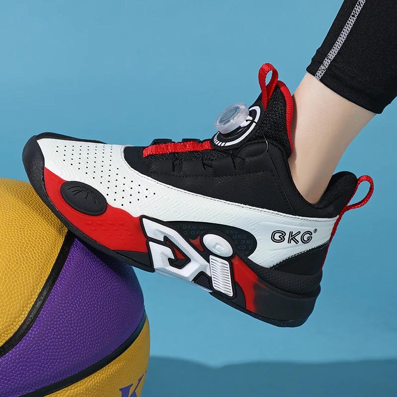 Chaussures de basket-ball d'entraînement pour enfants, baskets de printemps à boucle rotative pour g