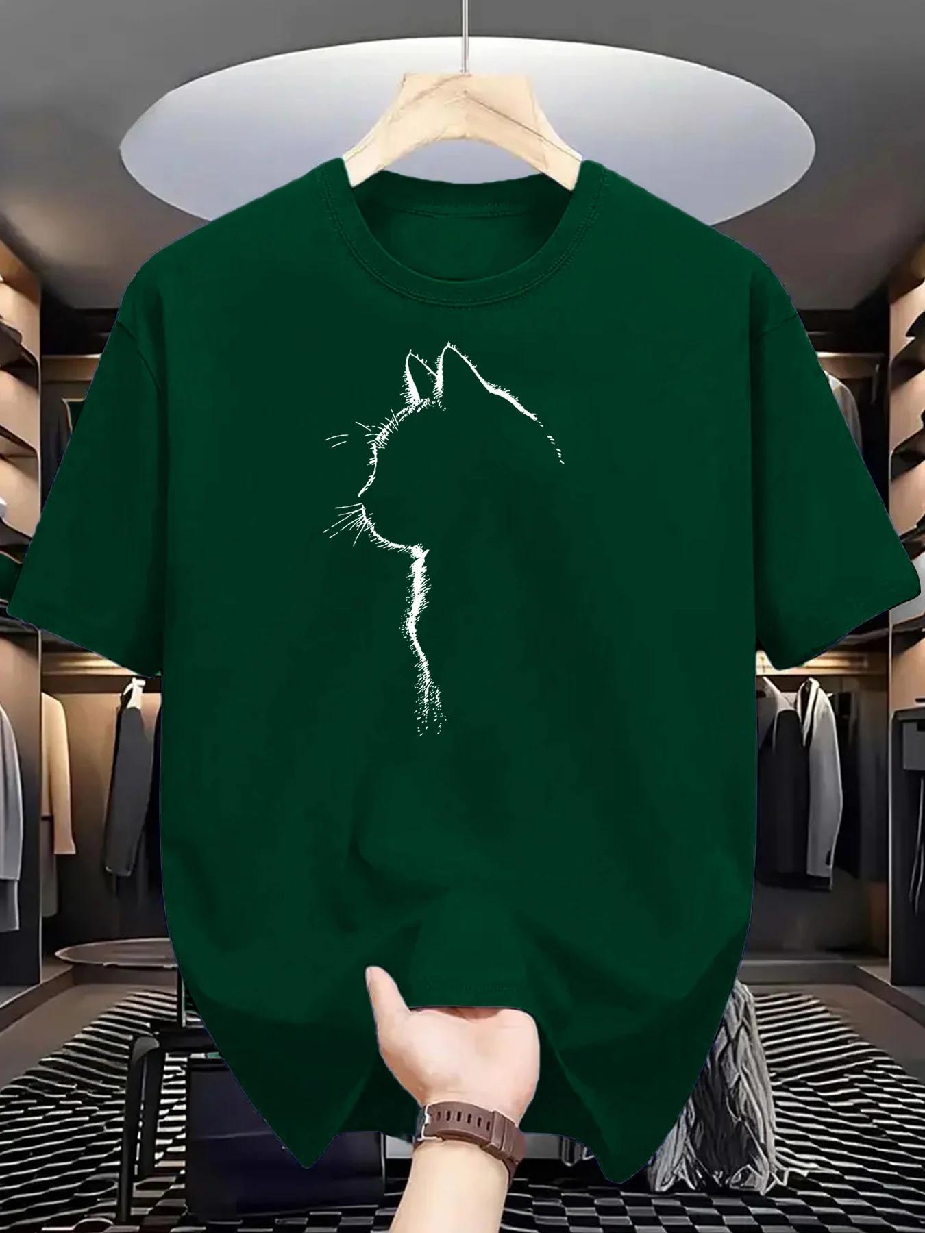 T-shirt à manches courtes et col rond pour hommes, 100% pur coton, sport décontracté, ample, motif d
