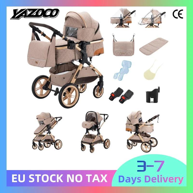 Poussette multifonction 3 en 1 avec siège auto, landau pour bébé, poussette pliable facile, siège co