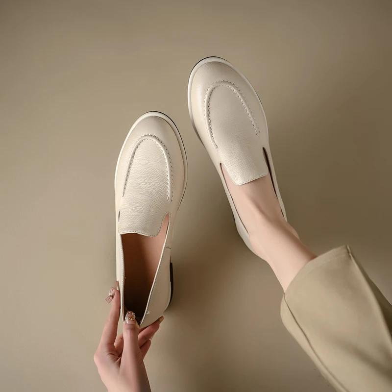 QUTAA mode nouvelles femmes chaussures plates vache daim cuir femme Slip-on printemps Ballet mocassi