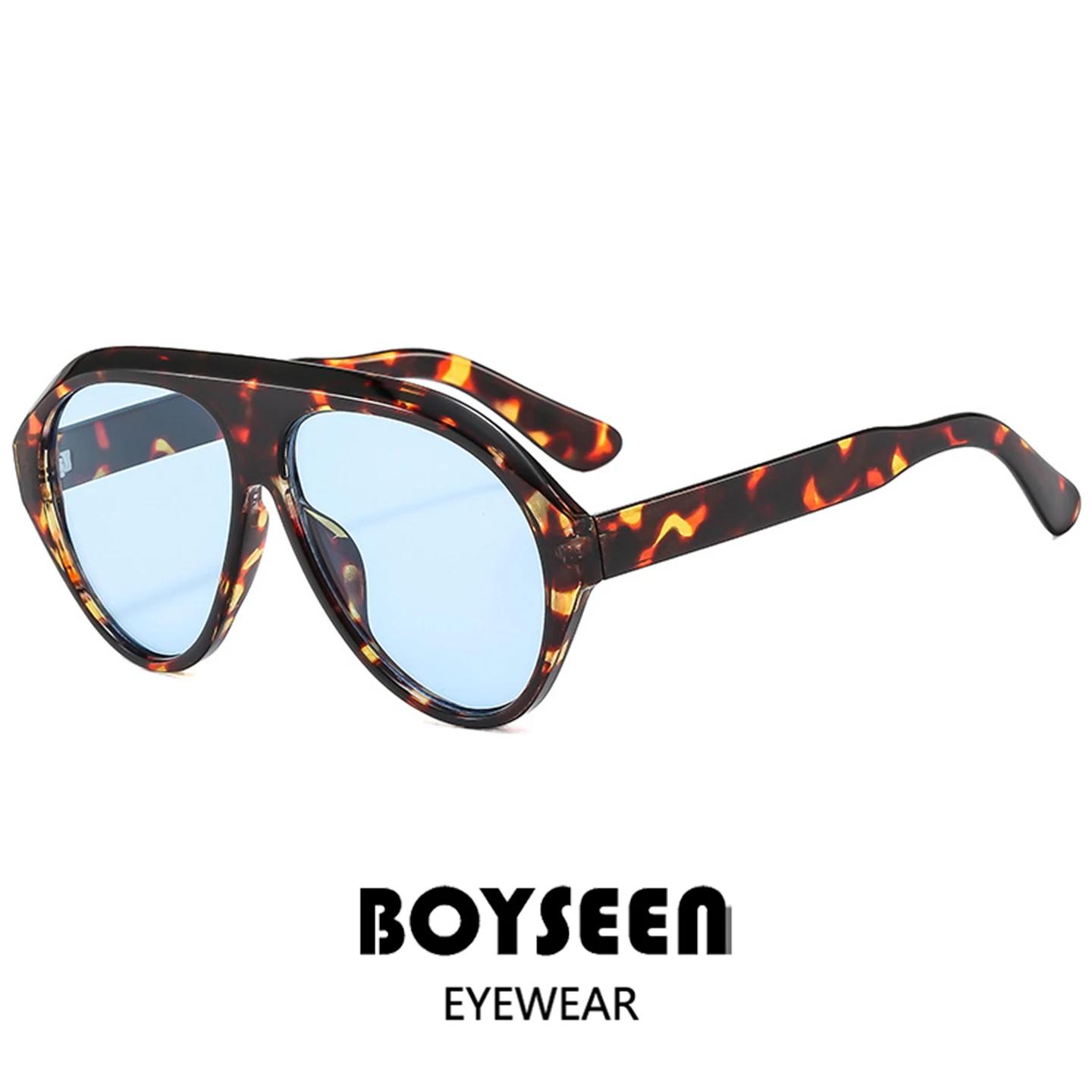 Lunettes de soleil pilote à grande monture unisexe, surdimensionnées, mode marron, Design de marque,