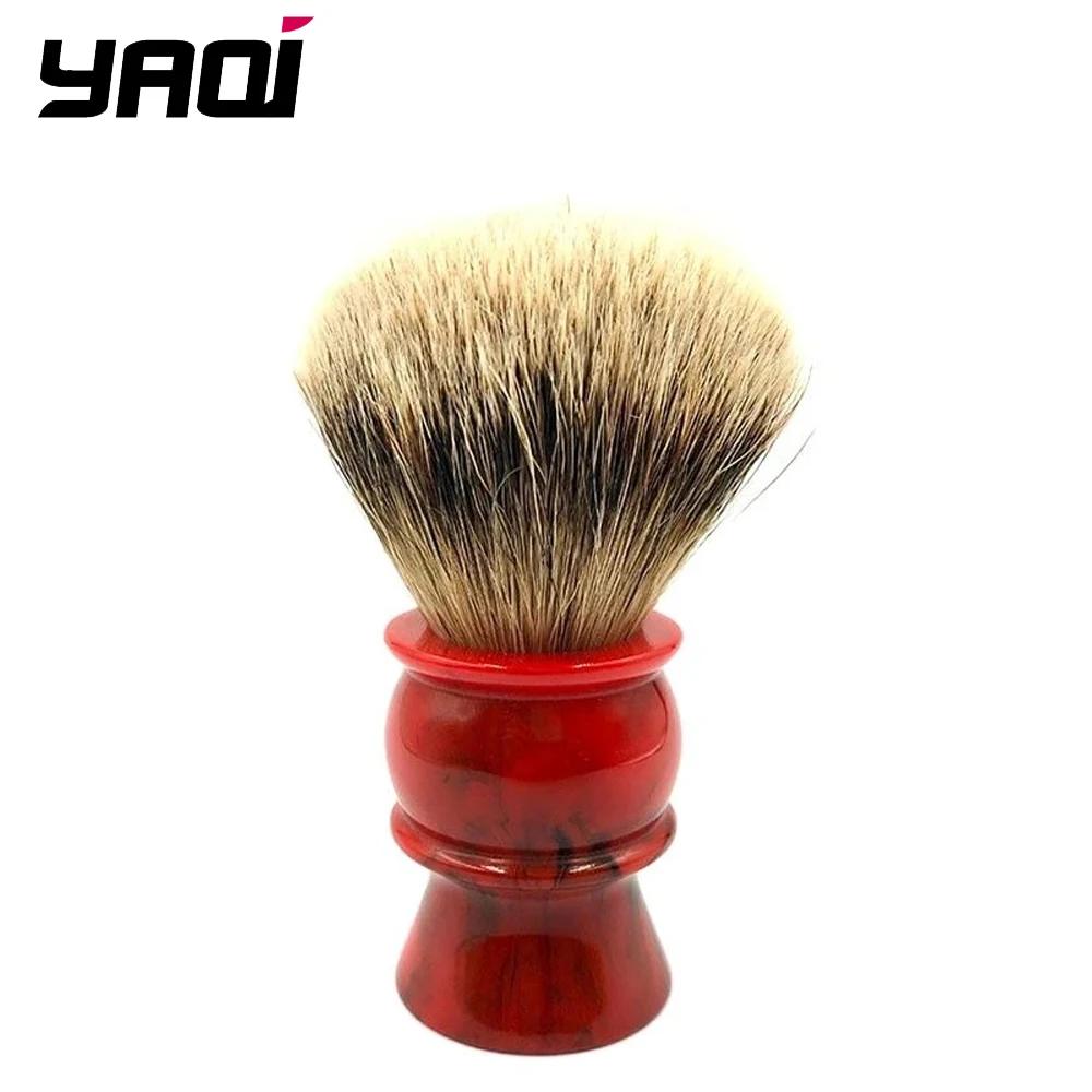 Pinceaux à raser Yaqi Edom 24MM 100% poils de blaireau Silvertip, manche en résine rouge, pour homme