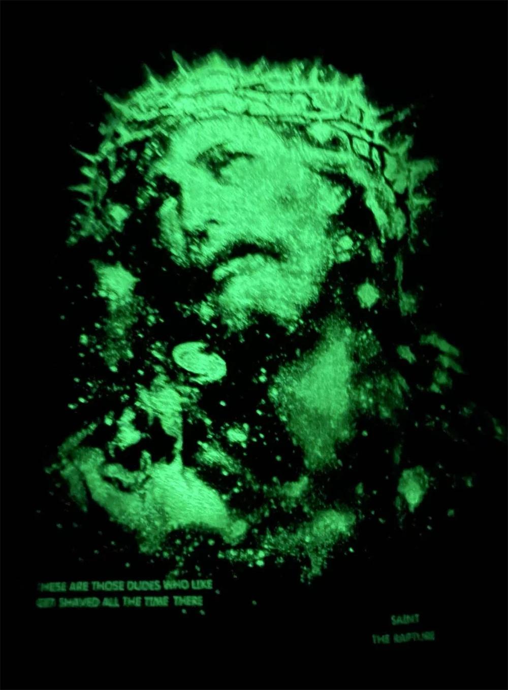 Saint jésus veilleuse Destruction en détresse imprimé à manches courtes T-shirt hommes femmes T peti