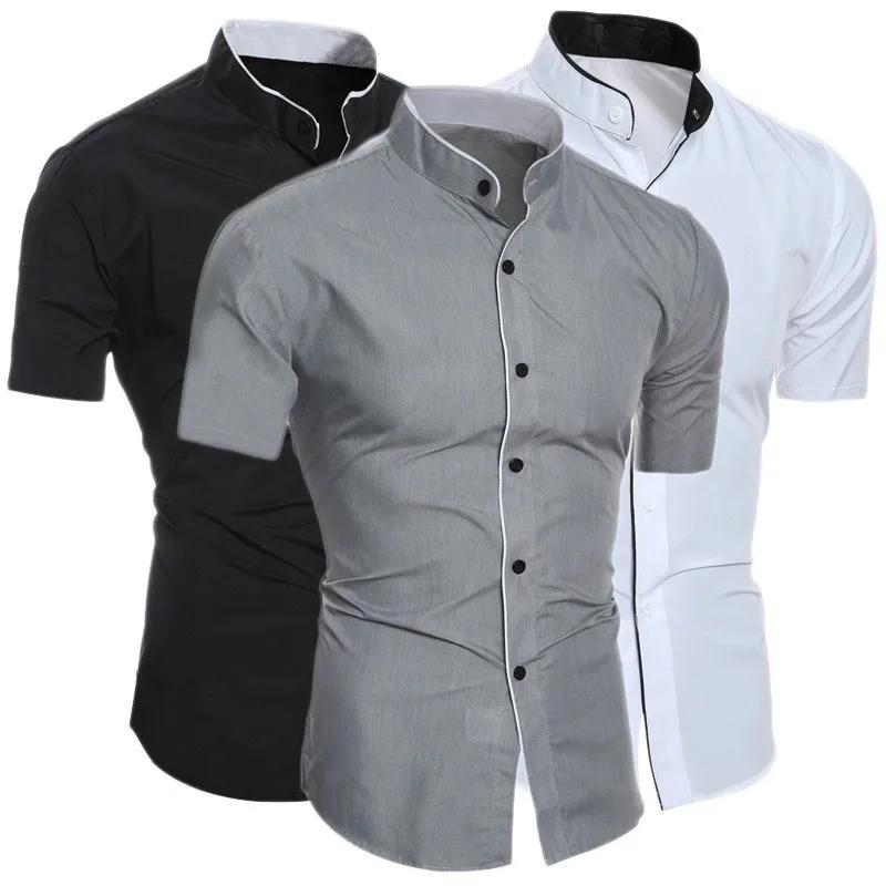 Chemise décontractée à manches courtes pour hommes, couleur unie, pour les déplacements, nouvelle co