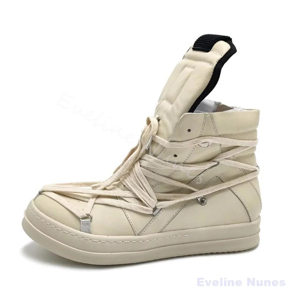 Chaussures montantes à plateforme rehaussantes pour hommes, à lacets croisés, décontractées, antidér