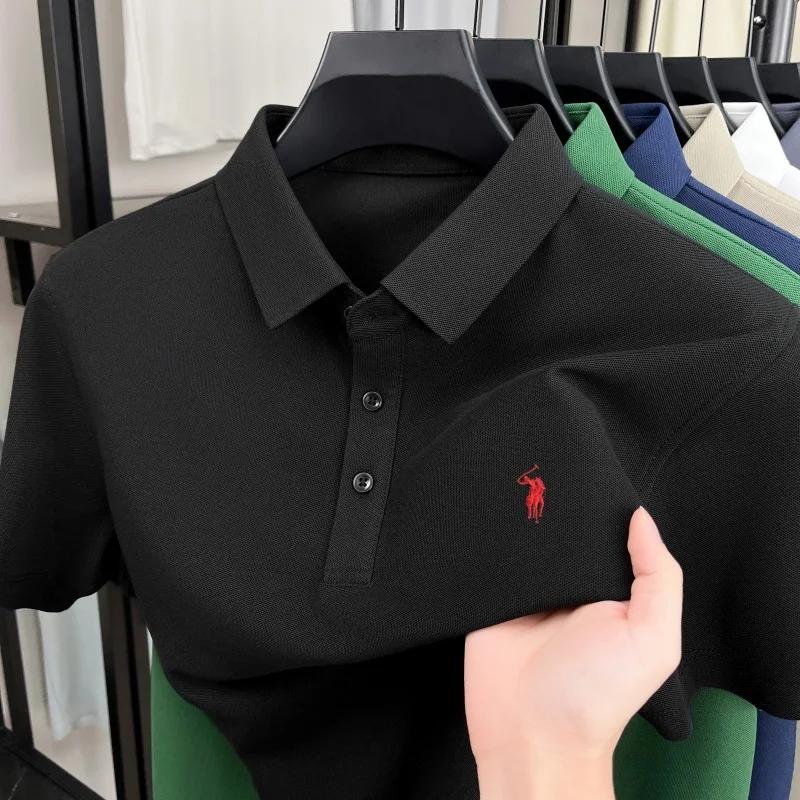 luxe marque Pony brodé chemise de polo à manches courtes pour hommes nouvelle modèle entreprise déco
