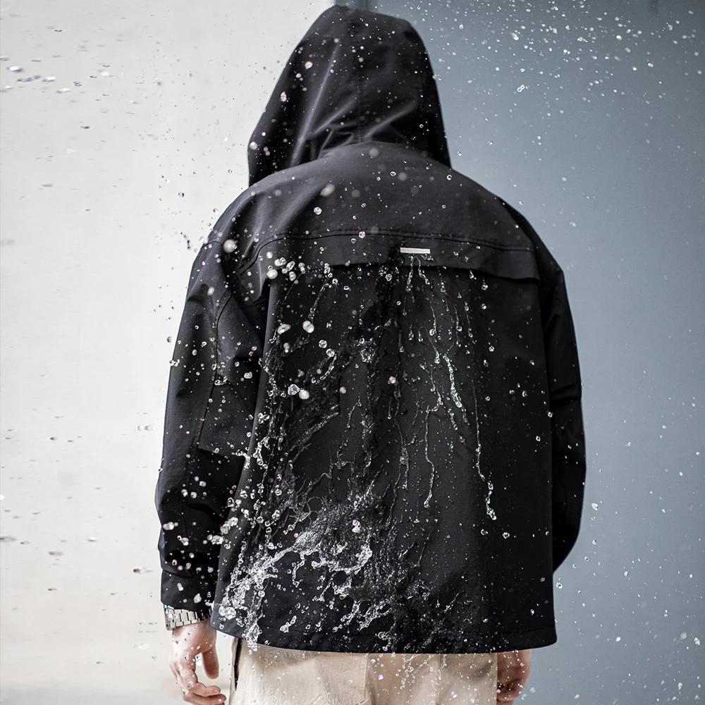 Maden-Veste à capuche multipoches pour homme, manteau de sport de plein air, veste polyvalente, noir