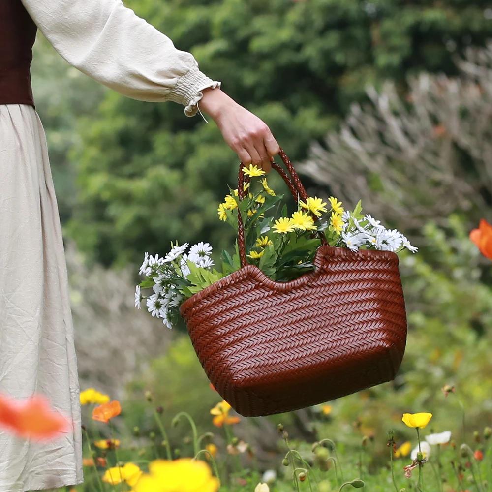 Sacs à main en cuir véritable pour femmes, sac à provisions décontracté, grand fourre-tout vintage, 