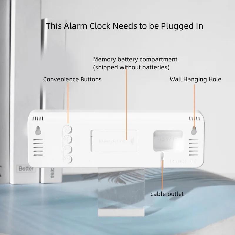 Grande horloge murale numérique de 9 pouces, alimentée par USB, température et humidité, variateur a
