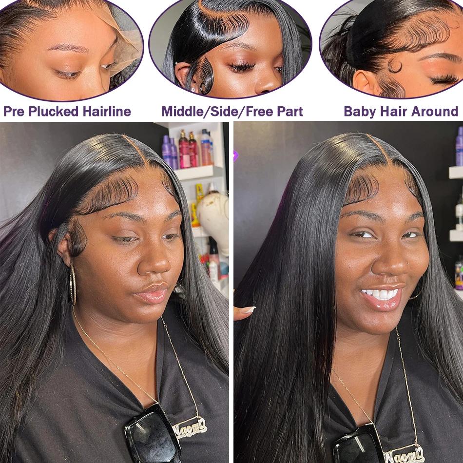 Perruque Full Lace Wig sans colle brésilienne naturelle, cheveux lisses, 13x6, 13x4, 360 de densité,