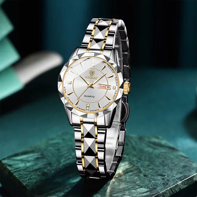 BINBONG femmes montres de luxe mode dames montre à Quartz étanche lumineux Date en acier inoxydable 