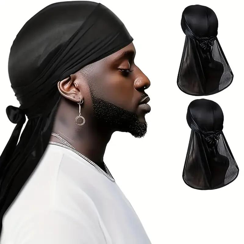 Chapeau de Pirate Durag à longue queue soyeuse unisexe, Turban à la mode, casquette Bandana pour fem
