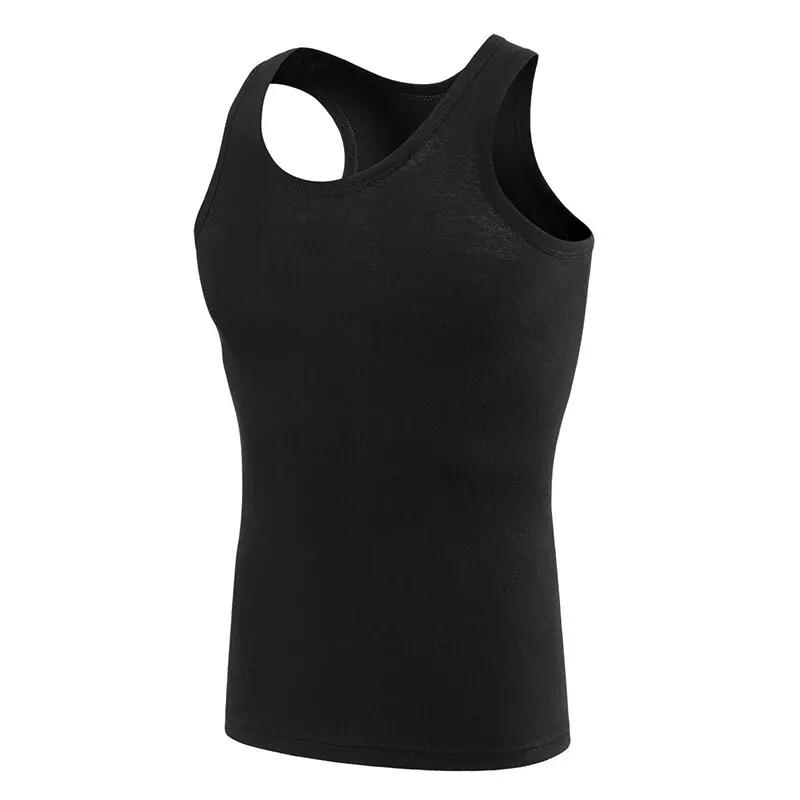 Gilet basique en coton pour hommes, couleur unie, Slim, exercice, T-shirt absorbant la sueur, fond c