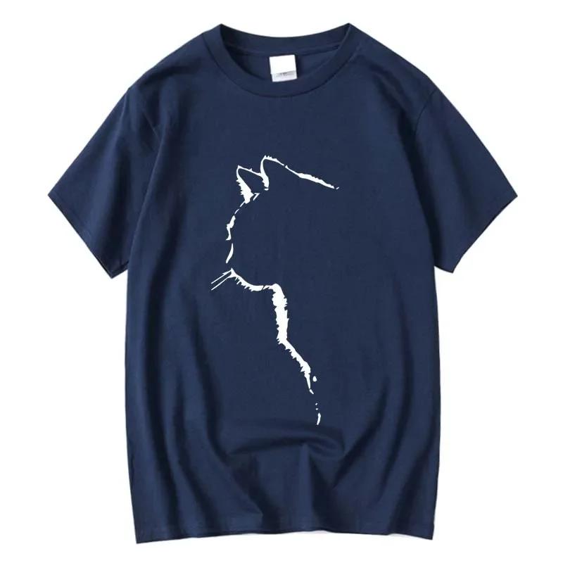T-shirt homme Top qualité 100% coton manches courtes Cool chat imprimé col rond décontracté ample Hi