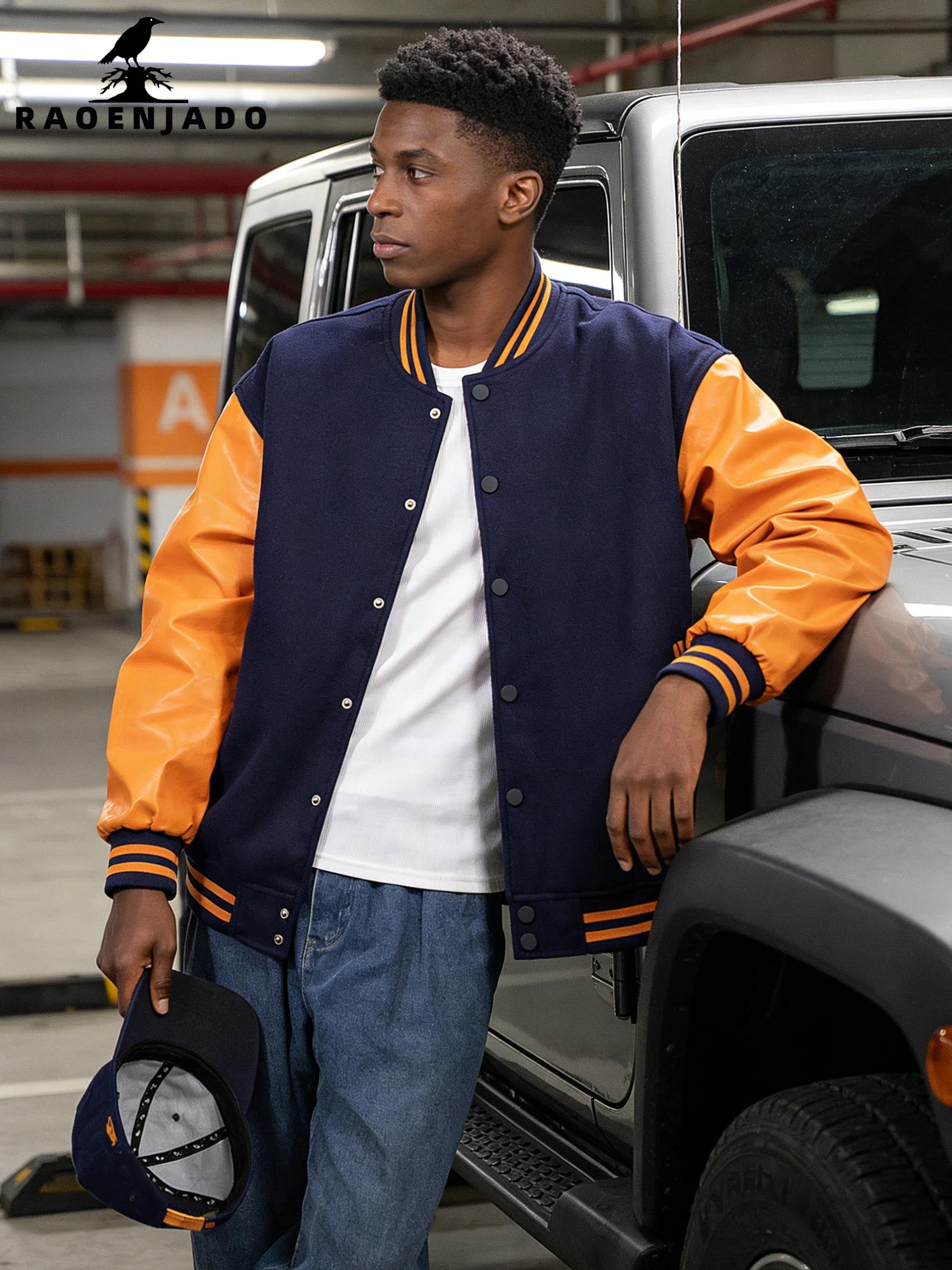 Veste universitaire pour homme, manches en simili cuir, style classique Letterman, veste bomber, ves