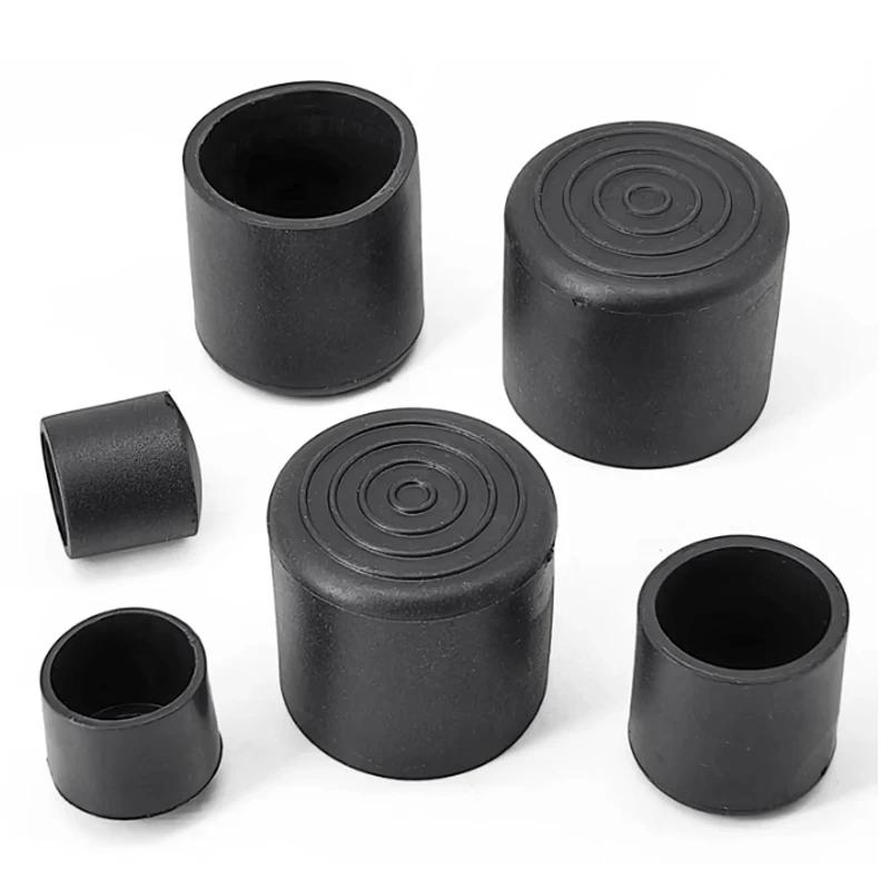Manchon de tuyau rond en caoutchouc souple PVC noir, capuchon de Tube, coussin de pied de Table et d